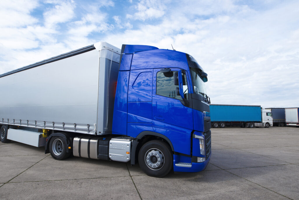 Truck long vehicle ready for delivering and transport.